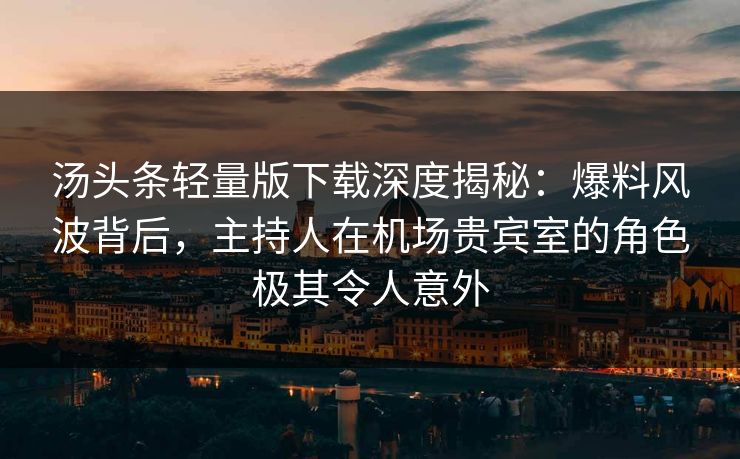 汤头条轻量版下载深度揭秘：爆料风波背后，主持人在机场贵宾室的角色极其令人意外
