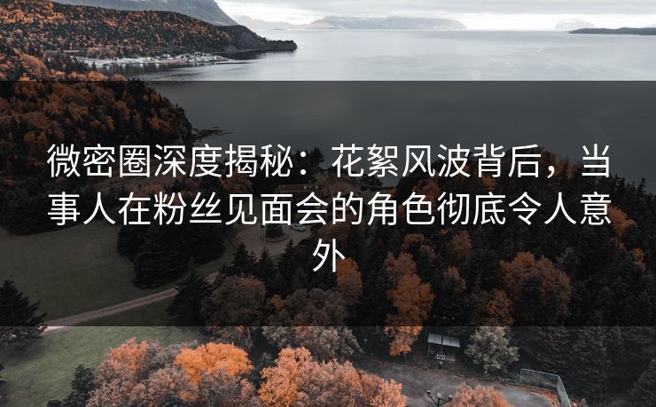 微密圈深度揭秘：花絮风波背后，当事人在粉丝见面会的角色彻底令人意外