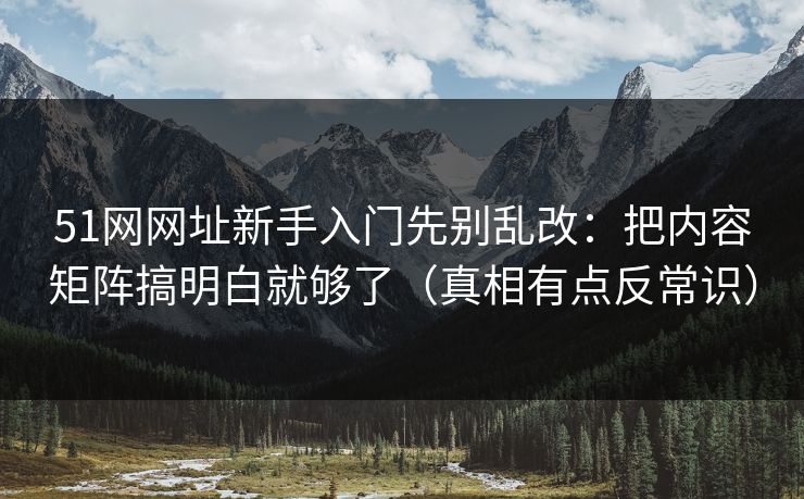 51网网址新手入门先别乱改：把内容矩阵搞明白就够了（真相有点反常识）