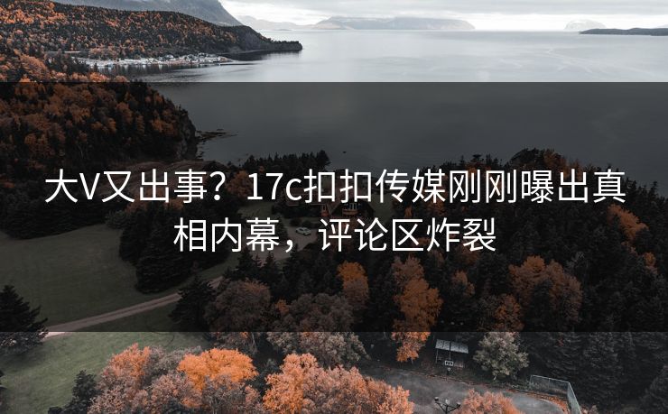 大V又出事？17c扣扣传媒刚刚曝出真相内幕，评论区炸裂